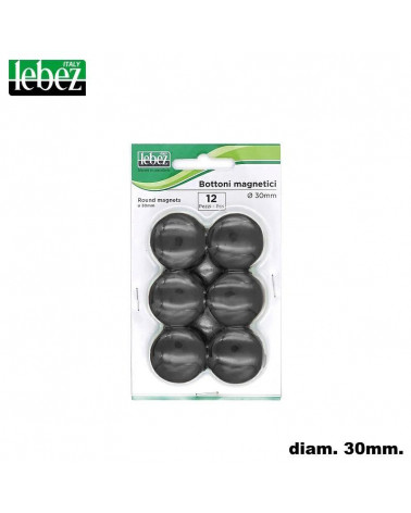 LEBEZ MAGNETI ROTONDI 30MM.12PZ. NERO