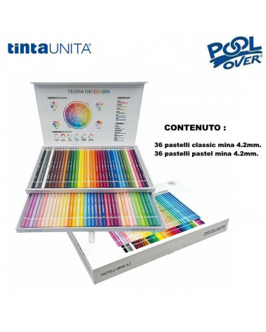 TINTA UNITA CASSETTIERA MAGNETICA 2 PIANI 72 PASTELLI 36+36