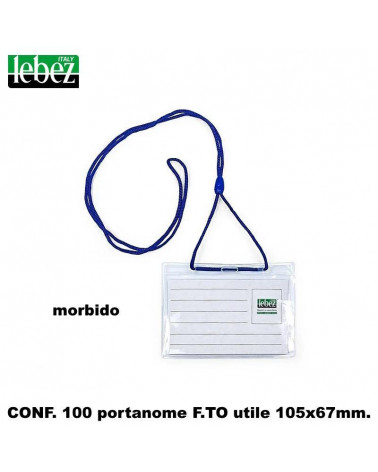 LEBEZ PORTANOME 105X67MM.100PZ.BLU CORDONCINO-BADGE