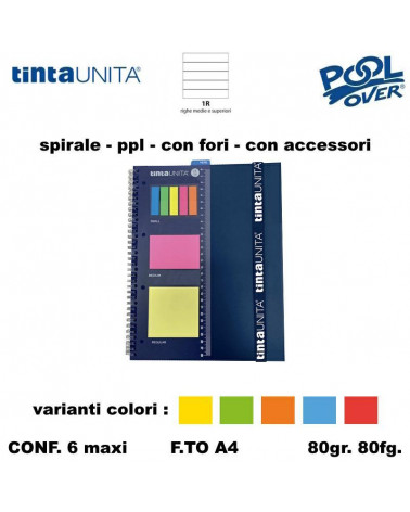 TINTA UNITA MAXI SPIRALE PPL FORI ELAST+ACCESSORI 80FG.1R 43438[6PZ]