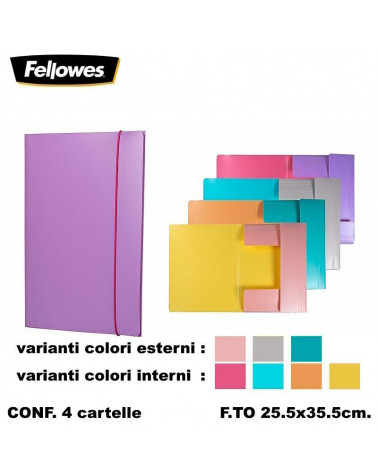FELLOWES CARTELLA 3 LEMBI CON ELASTICO A4 PPL [4PZ]