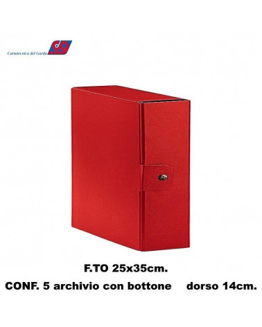 GARDA ARCHIVIO BOTTONE 25X35 ROSSO-DORSO 14 C.DEL [5PZ]