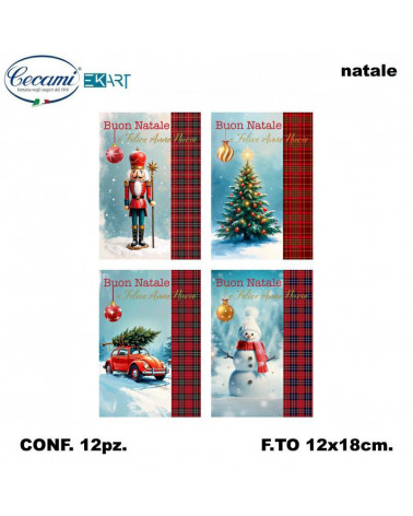 CECAMI BIGLIETTI BUON NATALE TARTAN 50178BN [12PZ]
