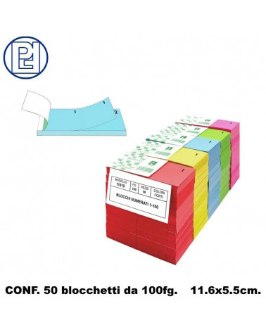 PICARTA BLOCCHI CASSA NUMERATI 1-100 RIFFA-11010 [50PZ]