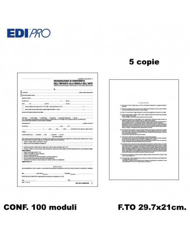 EDIPRO DICHIARAZIONE CONFORMITA' IMP. 5C. 29.7x21 E9071 [100PZ]