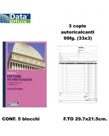 DATA UFFICIO FATTURE 1 ALIQUOTA 29.7x21.5 3C. 1671C3033 [5PZ]