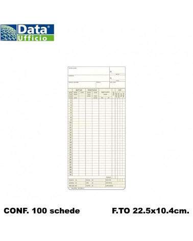 DATA UFFICIO SCHEDE OROLOGIO PRESENZE MENSILI 22.5x10.4 5582 [100PZ]