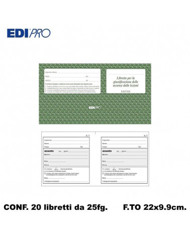 EDIPRO LIBRETTO GIUSTIFICAZIONI 25 ASSENZE 22x9.9 E567525 [20PZ]