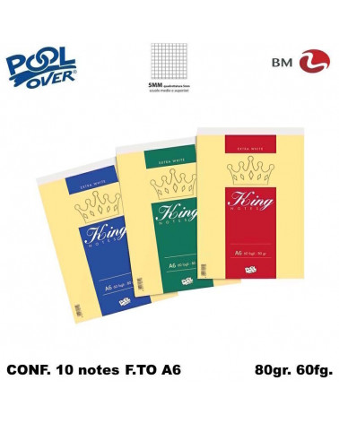 KING NOTES A6 60FG. BLOCCO 5MM 10X15 24580 [10PZ]