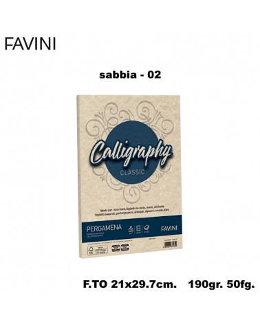 FAVINI PERGAMENA CALLIGRAPHY 190GR.50FG.A4 SABBIA 02