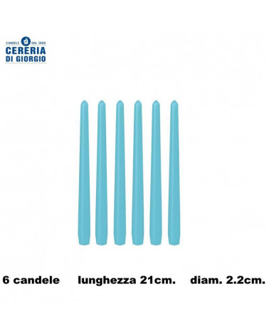 CERERIA DI GIORGIO CANDELA CONICA 21CM.CELESTE [6PZ]