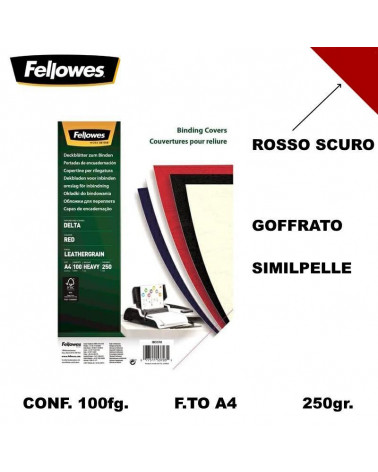 FELLOWES COVER A4 240gr.100fg.ROSSO-CARTONCINO RILEGARE