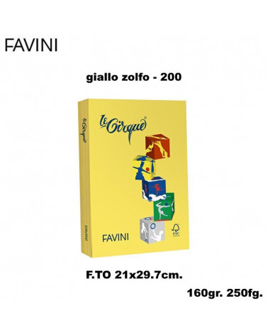 FAVINI CARTA A4 160gr.250fg.LE CIRQUE GIALLO ZOLFO-FORTE-FOTOCOPIE