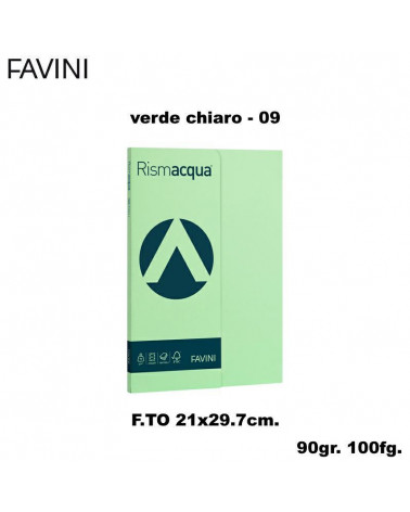 FAVINI RISMACQUA SMALL A4 90gr.100fg.VERDE CHIARO-FOTOCOPIE