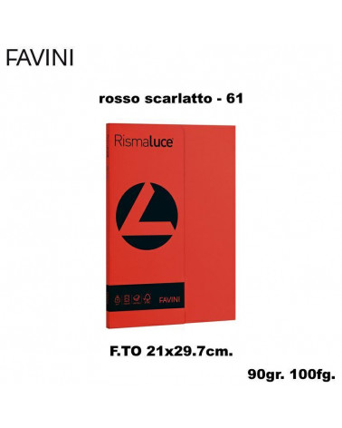 FAVINI RISMALUCE SMALL A4 90gr.100fg.SCARLATTO-FOTOCOPIE