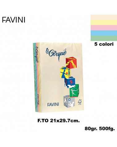 FAVINI CARTA A4 80gr.500fg.LE CIRQUE TENUE-ASSORTITA-FOTOCOPIE