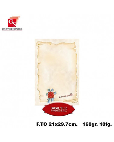 GS DIPLOMI PERGAMENA A4 10PZ. D0001-CON CORNICE