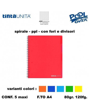 TINTA UNITA MAXI SPIRALE PPL FORI + DIVISORI 120FG 4MM 99440 [5PZ]