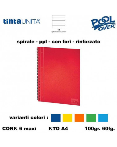 TINTA UNITA MAXI SPIRALE FORI PPL RINFORZ. 60fg.100gr.1R 61742 [6PZ]