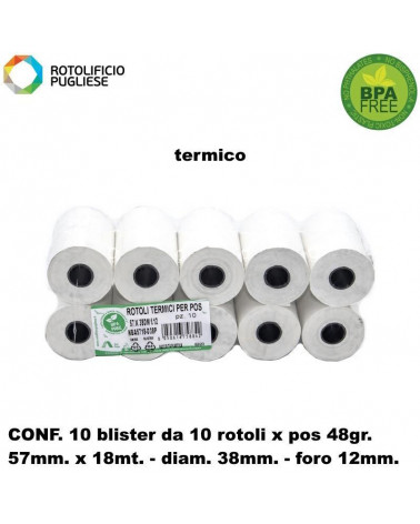 ROTOLO TERMICO 57MM.18MT. POS 1 VIA 100PZ.