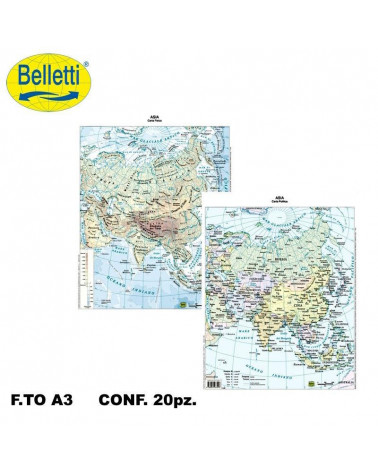 BELLETTI CARTINA FISICO POLITICA  ASIA [20PZ]