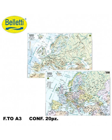 BELLETTI CARTINA FISICO POLITICA  EUROPA [20PZ]