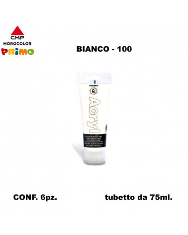 PRIMO COLORE ACRILICO 75ml.BIANCO 100 [6PZ]