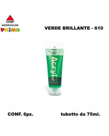 PRIMO COLORE ACRILICO 75ml.VERDE BRILLANTE 610 [6PZ]