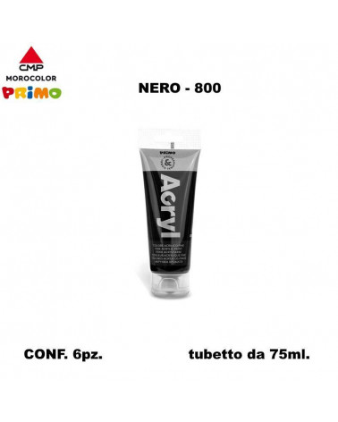 PRIMO COLORE ACRILICO 75ml.NERO 800 [6PZ]