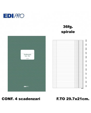 EDIPRO SCADENZARIO SPIRALE 29.7x21 36FG. E4029 [4PZ]
