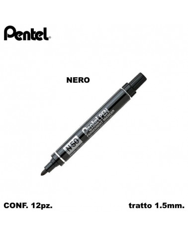 PENTEL MARCATORE N50 12PZ. NERO P.TONDA