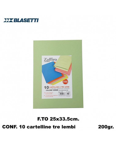 BLASETTI CARTELLE 3 LEMBI ZAFFIRO VERDE 0436 [10PZ]