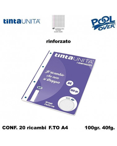 TINTA UNITA RICAMBIO A4 RINFORZATO POOL 4F 90298 [20PZ]