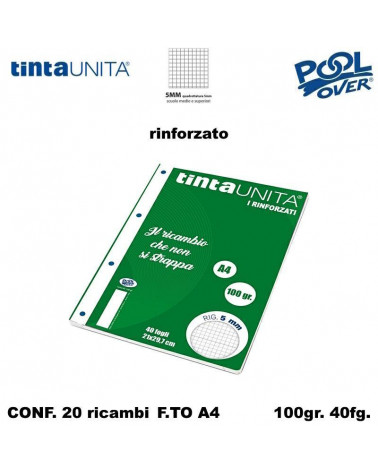 TINTA UNITA RICAMBIO A4 RINFORZATO POOL 5MM 90297 [20PZ]
