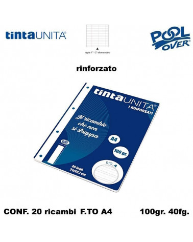 TINTA UNITA RICAMBIO A4 RINFORZATO POOL A 90290 [20PZ]