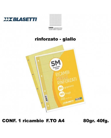 BLASETTI RICAMBIO A4 RINFORZATO GIALLO 5MM