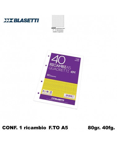 BLASETTI RICAMBIO A5 BIANCO 80gr.40fg.4MM