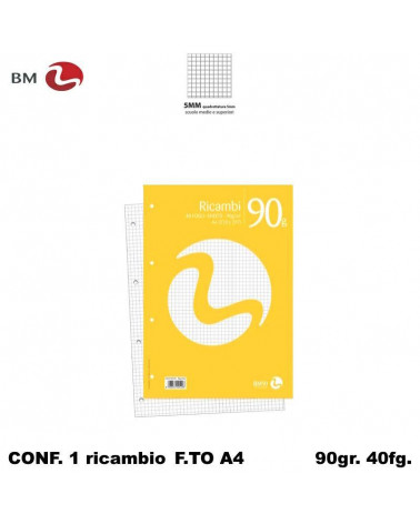 BM RICAMBIO A4 BIANCO 90GR. 5MM
