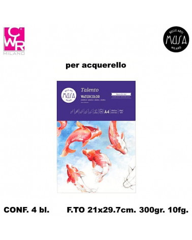 CWR ACQUARELLO TALENTO 21x29,7 300gr.10fg.BLOCCO DISEGNO [4PZ]
