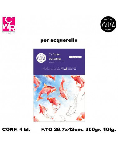 CWR ACQUARELLO TALENTO 29,7x42 300gr.10fg.BLOCCO DISEGNO [4PZ]