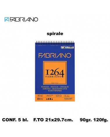 FABRIANO SCHIZZI 1264 A4 90gr.120fg. [5PZ] BLOCCO SPIRALE