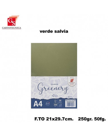 GS CARTONCINI GREENERY VERDE SALVIA 50PZ.250GR. A4