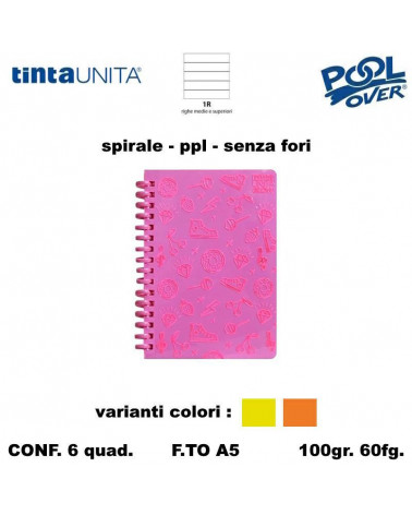 TINTA UNITA GLOW QUADERNO SPIR. PVC NO FORI 60fg.1R [6PZ]
