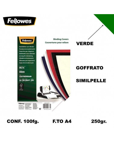 FELLOWES COVER A4 240gr.100fg.VERDE-CARTONCINO RILEGARE