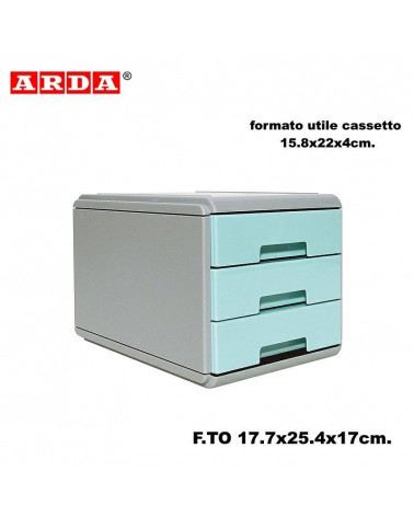 ARDA MINI CASSETTIERA PASTEL 3 CASSETTI AZZURRO