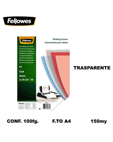 FELLOWES COPERTINA TRASPARENTE A4 150MIC.100PZ. PER RILEGARE
