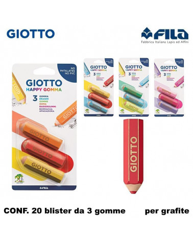 GIOTTO GOMMA HAPPY 20 BLISTER 3PZ.