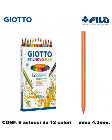GIOTTO PASTELLO STILNOVO MAXI 12COL[6PZ]