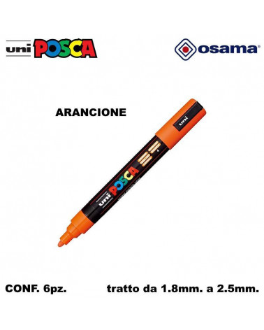 OSAMA MARCATORE UNI POSCA PC5 6PZ. ARANCIONE-P.MEDIA