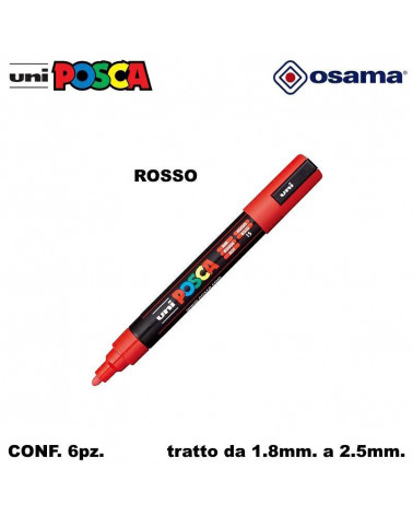 OSAMA MARCATORE UNI POSCA PC5 6PZ. ROSSO-P.MEDIA